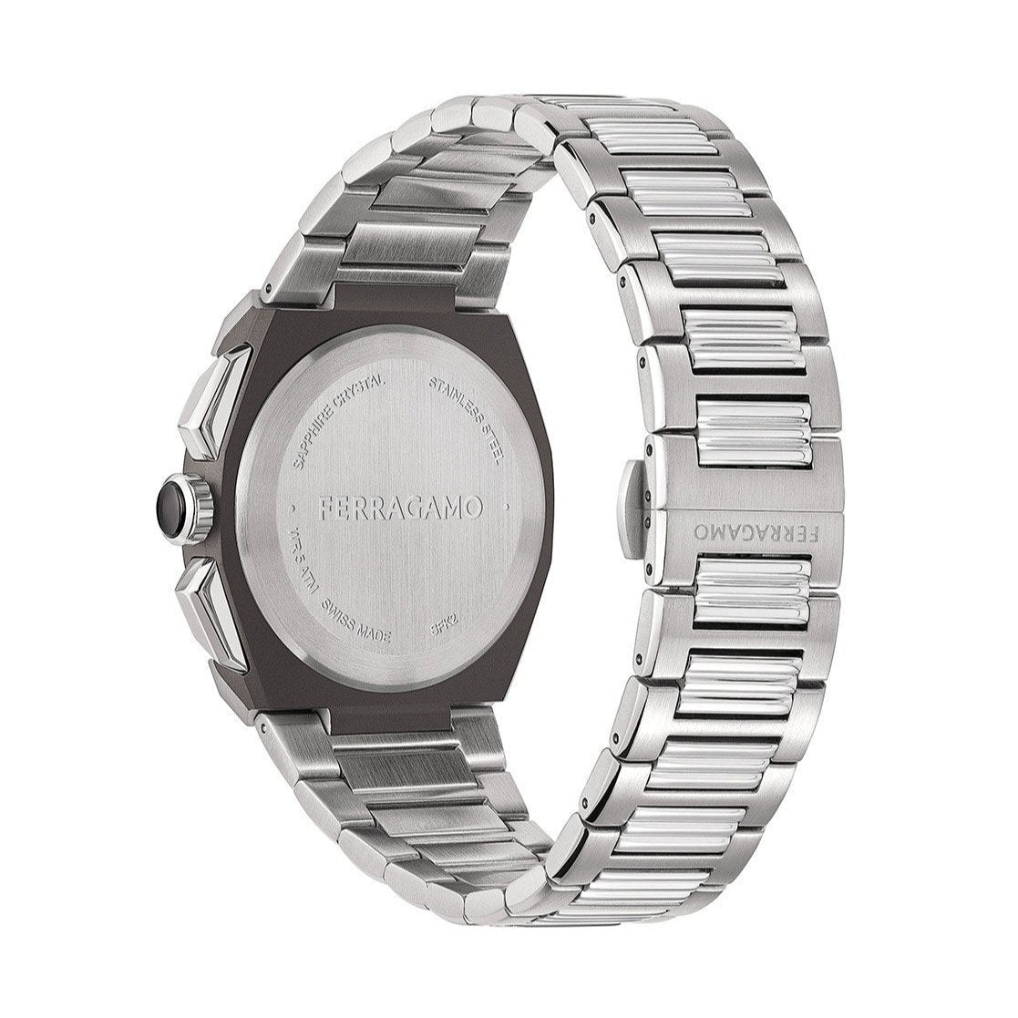 Salvatore Ferragamo Sapphire Chrono Blue Dial Silver Steel Strap Watch For Men Sfme01123