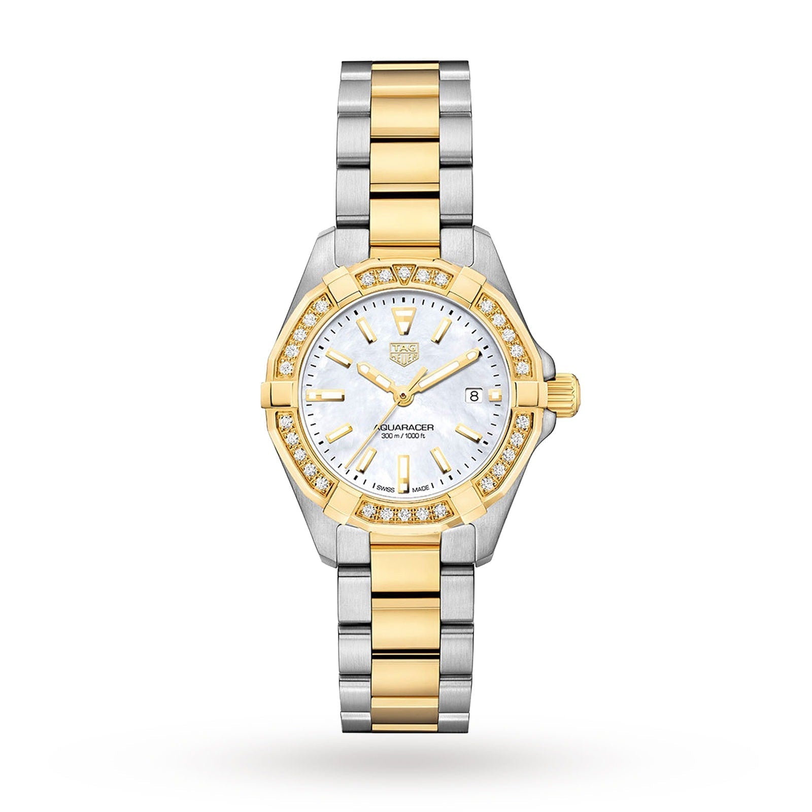 Tag Heuer Aquaracer Diamonds Mother Of Pearl Dial Two Tone Steel Strap Watch For Women Wbd1421 Bb0321