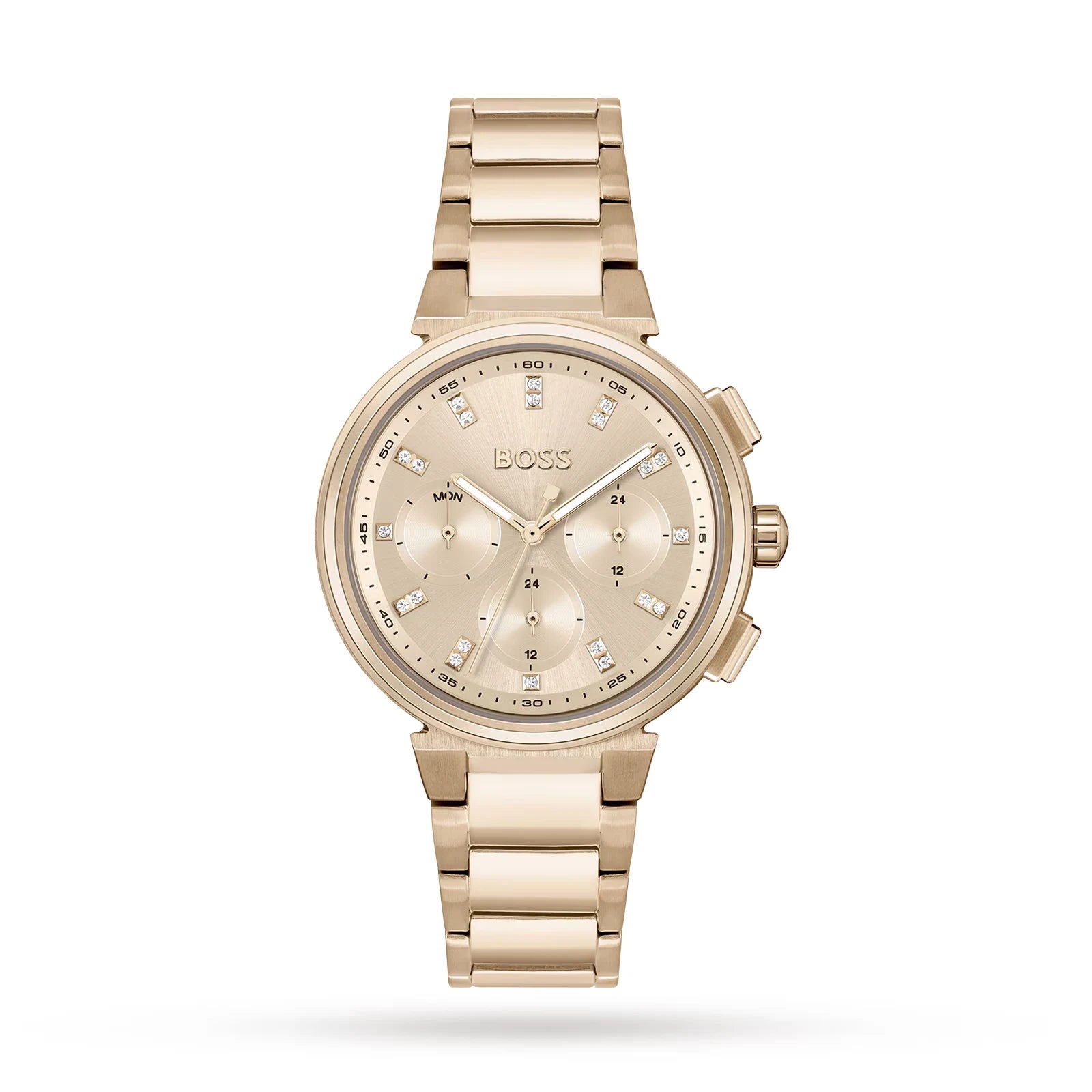 Hugo Boss Womens 1502592 Pandora Gold Tone Stainless Steel Watch With Black Dial