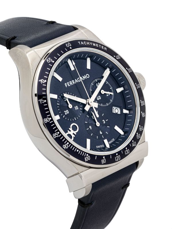 Salvatore Ferragamo 1927 Chrono Analog Navy Blue Dial Navy Blue Leather Strap Watch For Men Sfkz00223