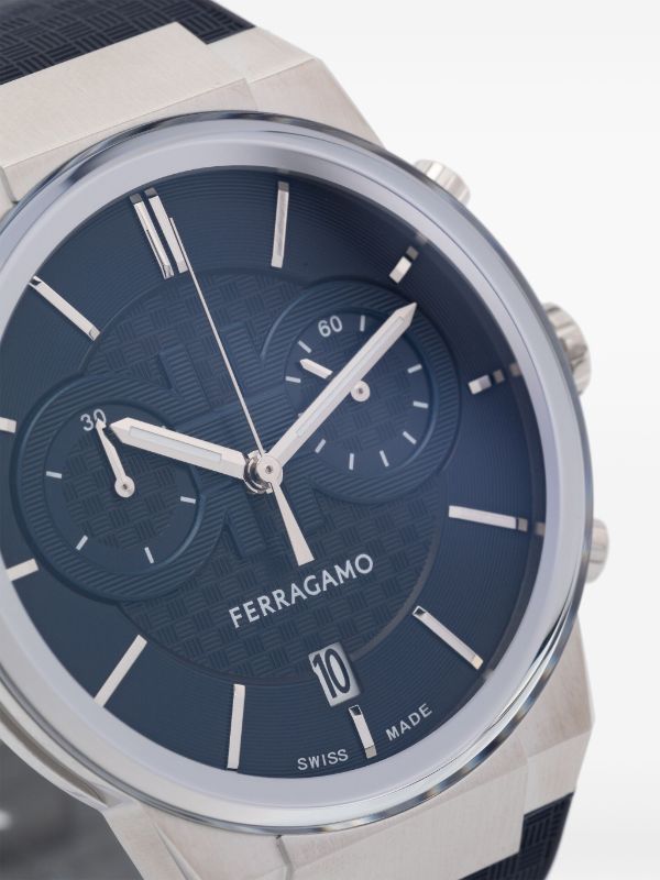 Salvatore Ferragamo Sapphire Chrono Blue Dial Blue Rubber Strap Watch For Men Sfme00923
