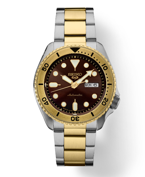Heren Bicolor Seiko 5 Duikers Horloge New Srpk24