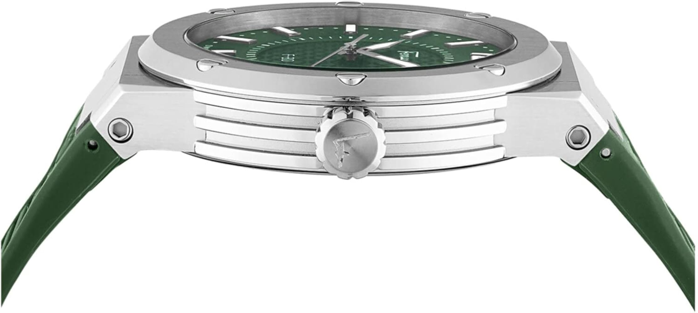Salvatore Ferragamo F 80 Green Dial Green Rubber Strap Watch For Men Sfhy02722