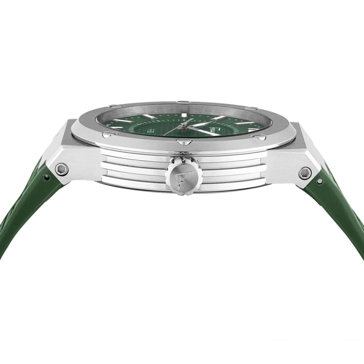 Salvatore Ferragamo F 80 Green Dial Green Rubber Strap Watch For Men Sfhy02722