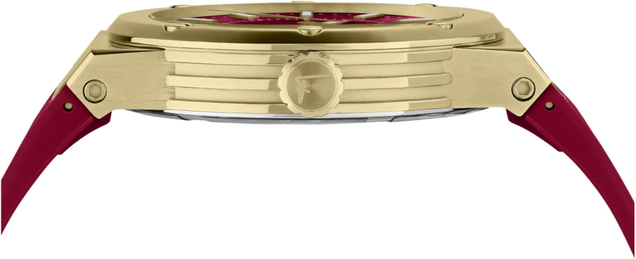 Salvatore Ferragamo F 80 Classic Red Dial Red Rubber Strap Watch For Men Sfhy02422