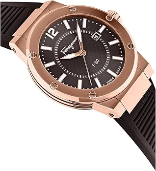 Salvatore Ferragamo F 80 Black Dial Black Rubber Strap Watch For Men Sfhy02522