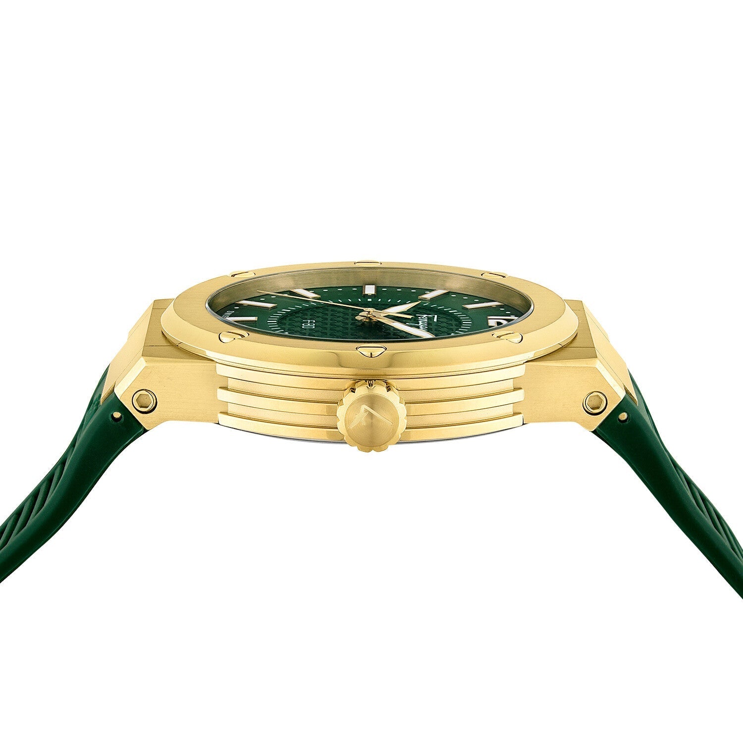 Salvatore Ferragamo F 80 Green Dial Green Rubber Strap Watch For Men Sfhy02022