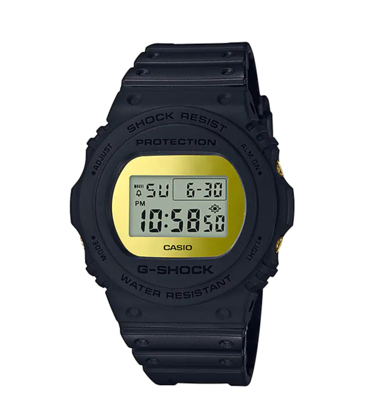 Casio G Shock Watch Mens Round Metallic Gold Mirror Face Dw 5700bbmb 1dr