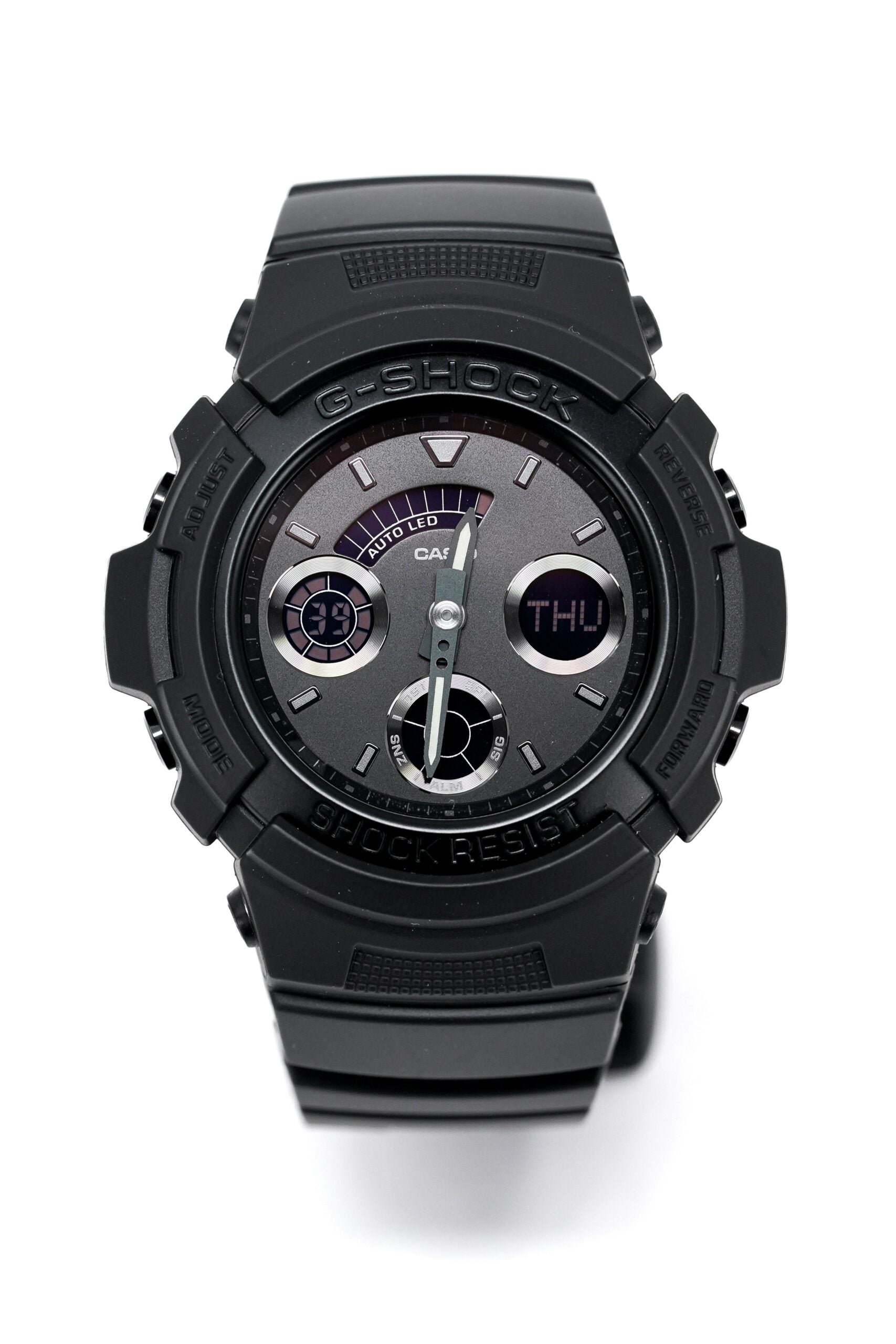 Casio G Shock Watch Analogue Digital Black On Black Aw 591bb 1adr