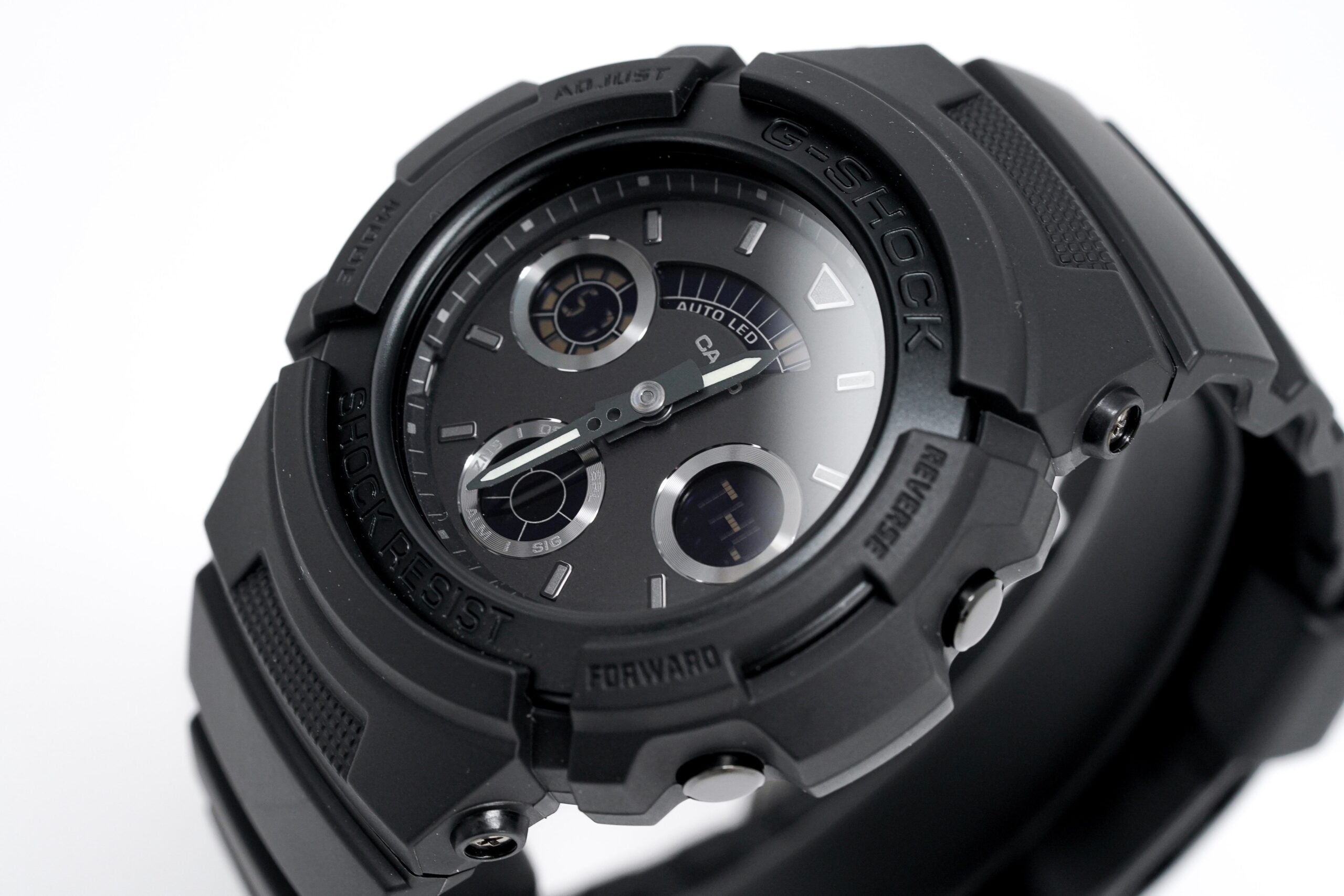 Casio G Shock Watch Analogue Digital Black On Black Aw 591bb 1adr