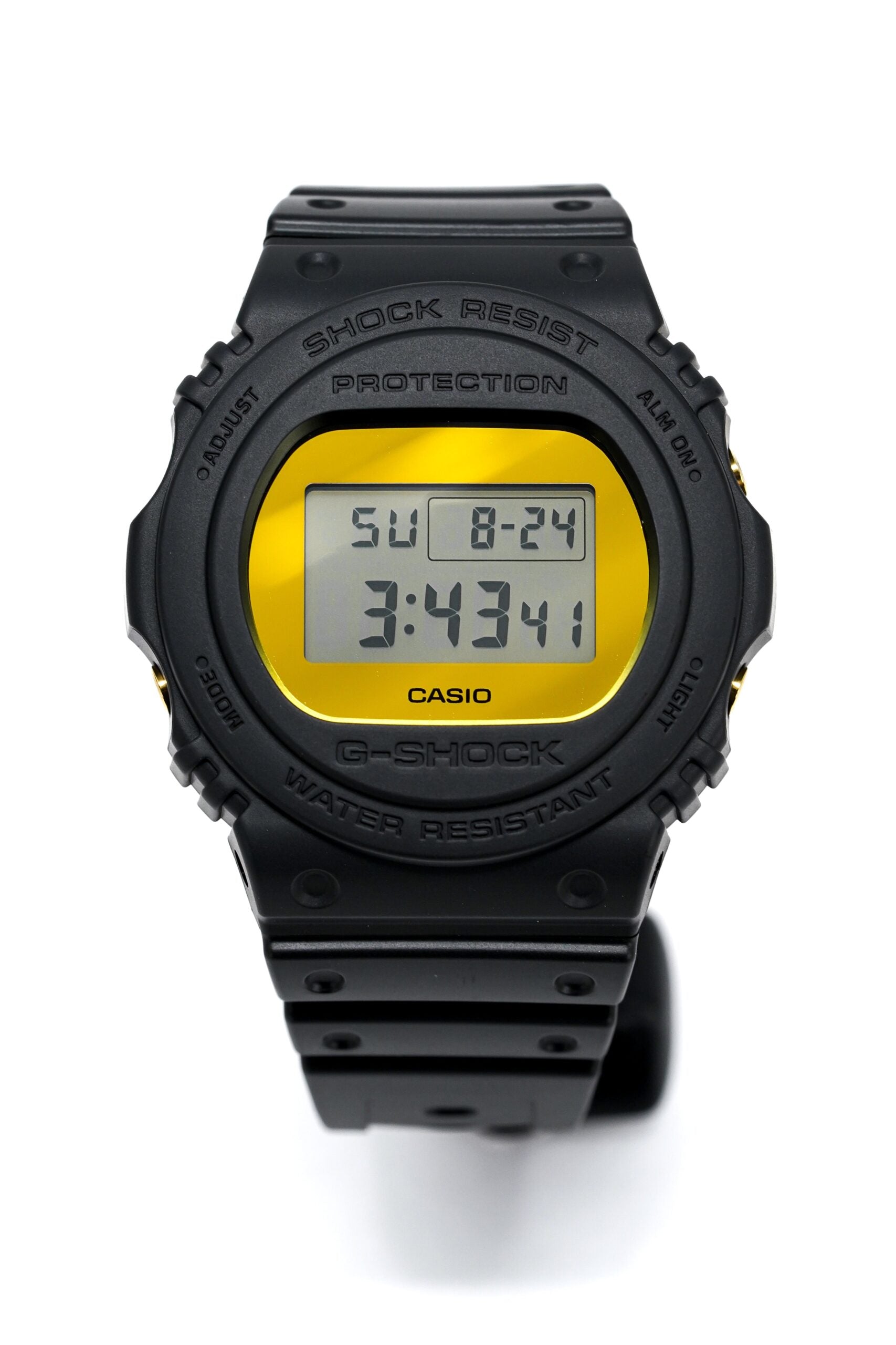 Casio G Shock Watch Mens Round Metallic Gold Mirror Face Dw 5700bbmb 1dr