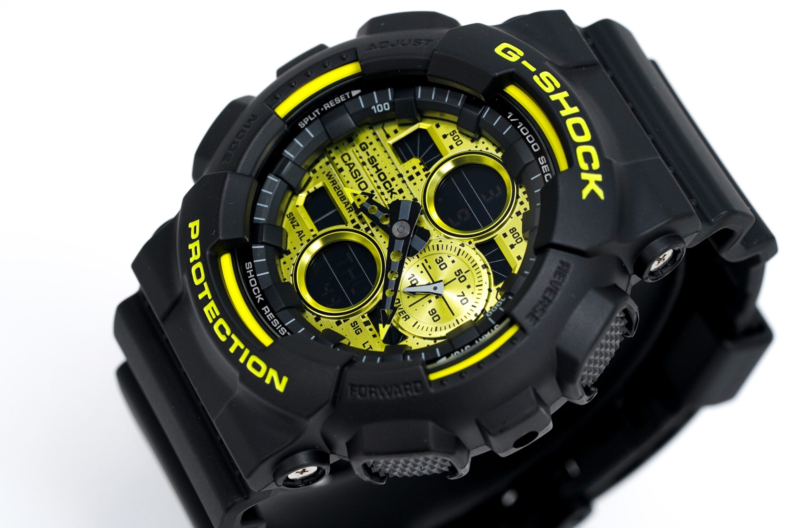 Casio G Shock Watch Mens Neon Yellow Black Ga 140dc 1adr