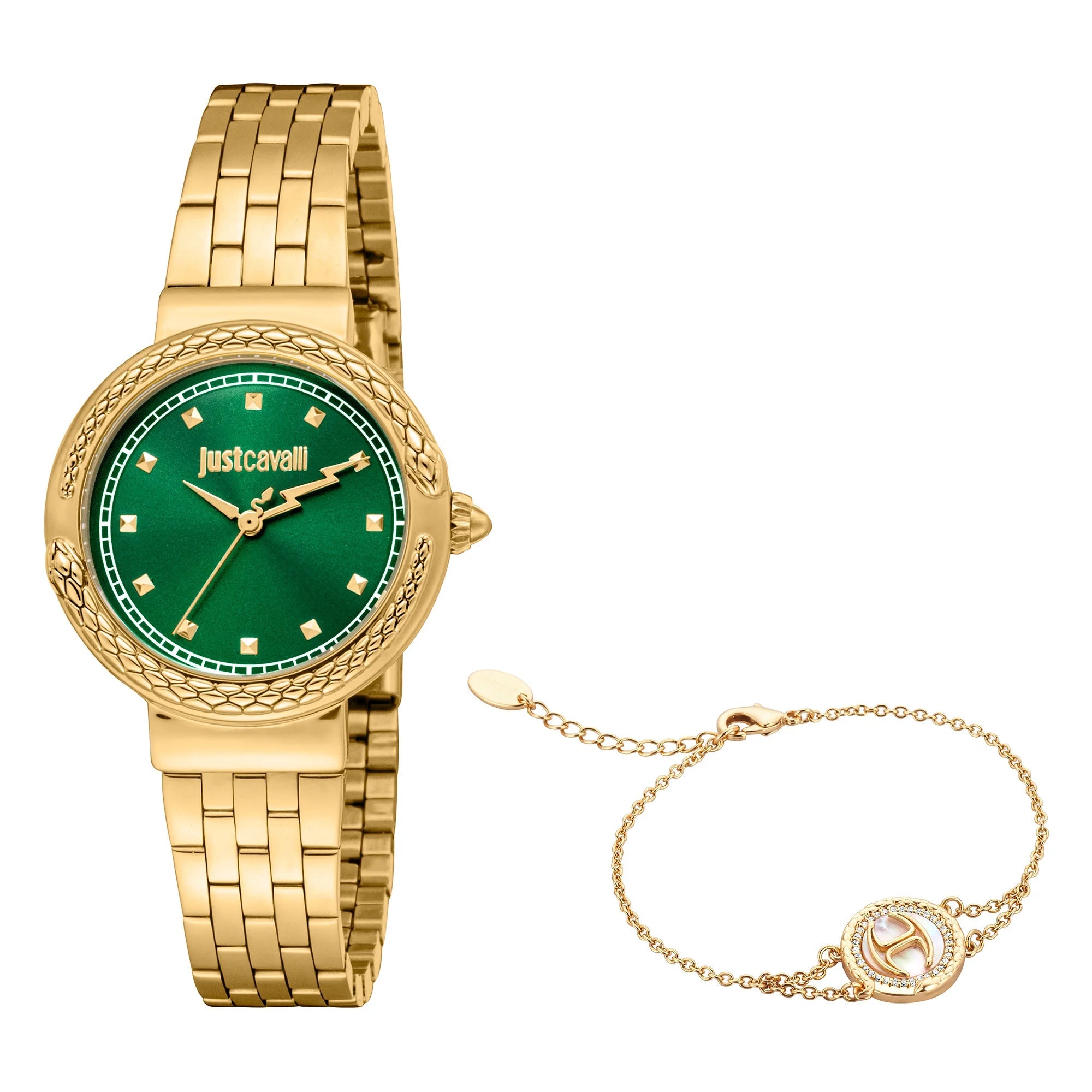Just Cavalli Brave Snake Yellow Gold Green