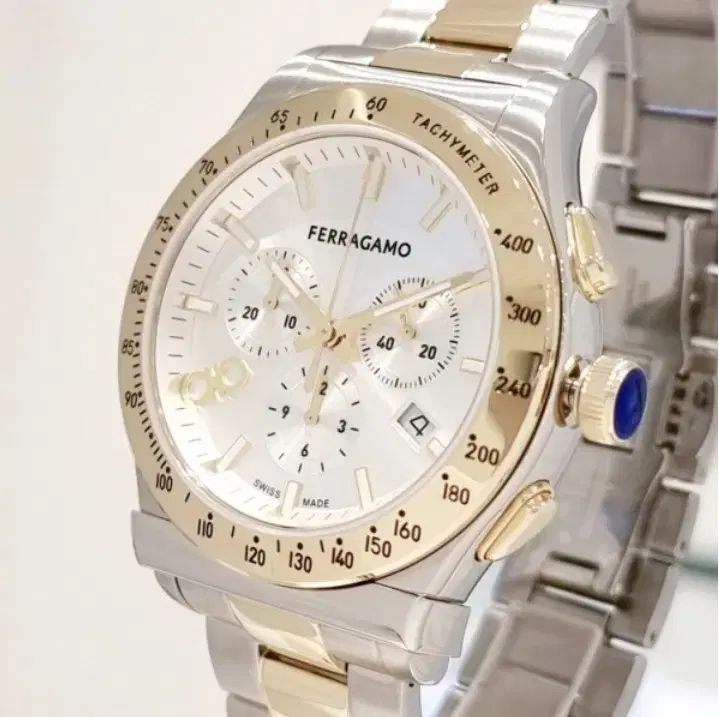 Salvatore Ferragamo 1927 Chrono Silver Dial Two Tone Steel Strap Watch For Men Sfkz00523