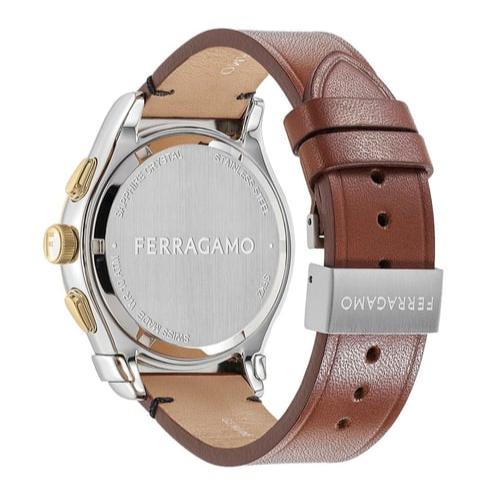 Salvatore Ferragamo 1927 Chrono Analog Black Dial Brown Leather Strap Watch For Men Sfkz00323