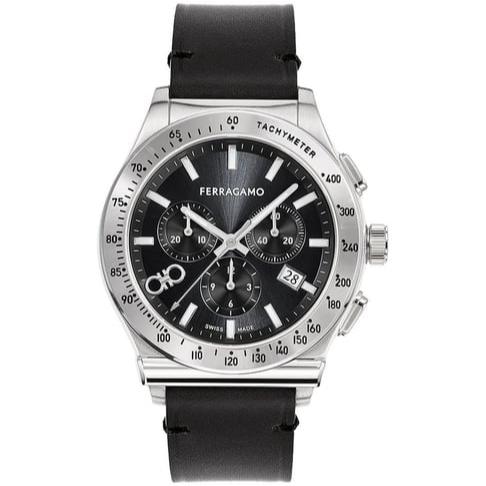 Salvatore Ferragamo 1927 Chrono Analog Black Dial Black Leather Strap Watch For Men Sfkz00123