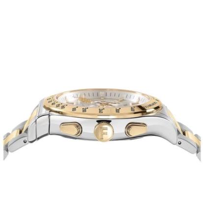 Salvatore Ferragamo 1927 Chrono Silver Dial Two Tone Steel Strap Watch For Men Sfkz00523