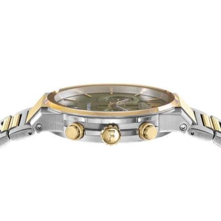 Salvatore Ferragamo Sapphire Chrono Black Dial Two Tone Steel Strap Watch For Men Sfme01223