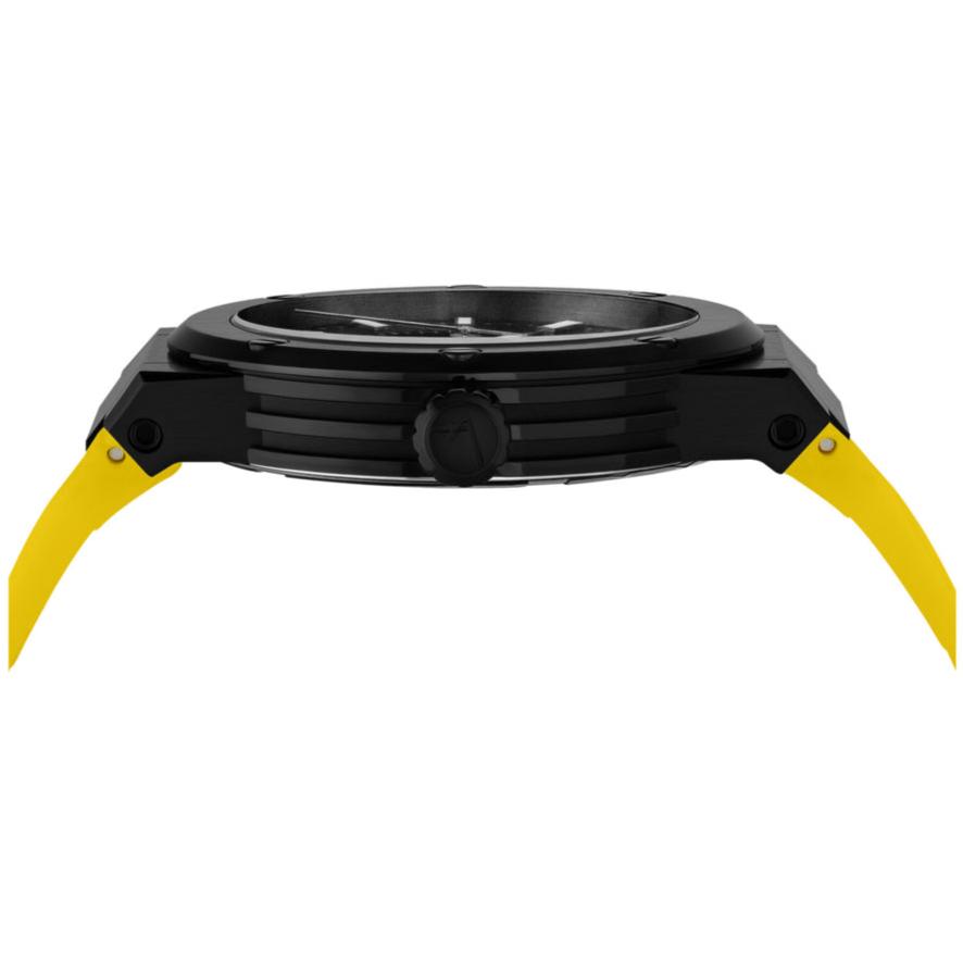 Salvatore Ferragamo F 80 Quartz Black Dial Yellow Rubber Strap Watch For Men Sfhy01522