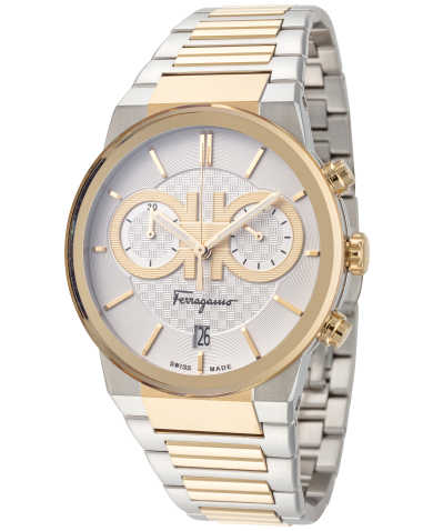 Salvatore Ferragamo F 80 Classic White Dial Two Tone Steel Strap Watch For Men Sfme00821