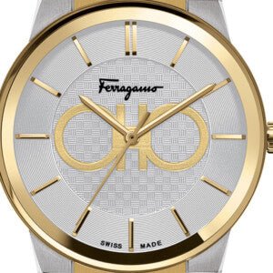 Salvatore Ferragamo Sapphire Silver Dial Two Tone Steel Strap Watch For Men Sfhp00520