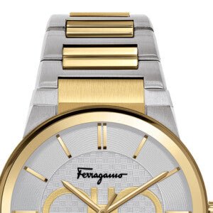 Salvatore Ferragamo Sapphire Silver Dial Two Tone Steel Strap Watch For Men Sfhp00520