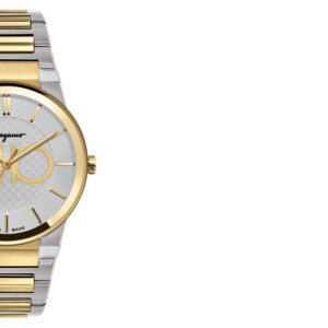 Salvatore Ferragamo Sapphire Silver Dial Two Tone Steel Strap Watch For Men Sfhp00520