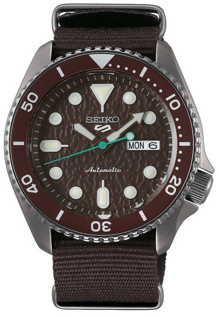 Seiko 5 Sport SRPD85K1 Automatisch Bruin Wijzerplaat Nylon Band Herenhorloge