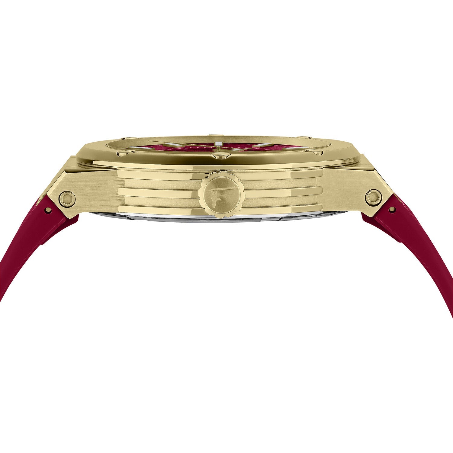 Salvatore Ferragamo F 80 Classic Red Dial Red Rubber Strap Watch For Men Sfhy02422