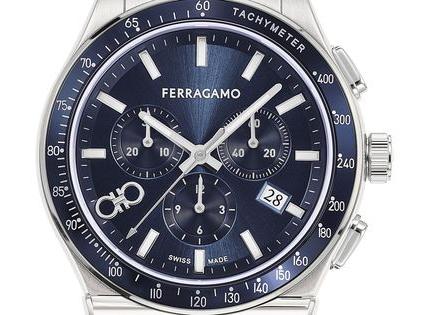 Salvatore Ferragamo 1927 Chrono Analog Navy Blue Dial Navy Blue Leather Strap Watch For Men Sfkz00223