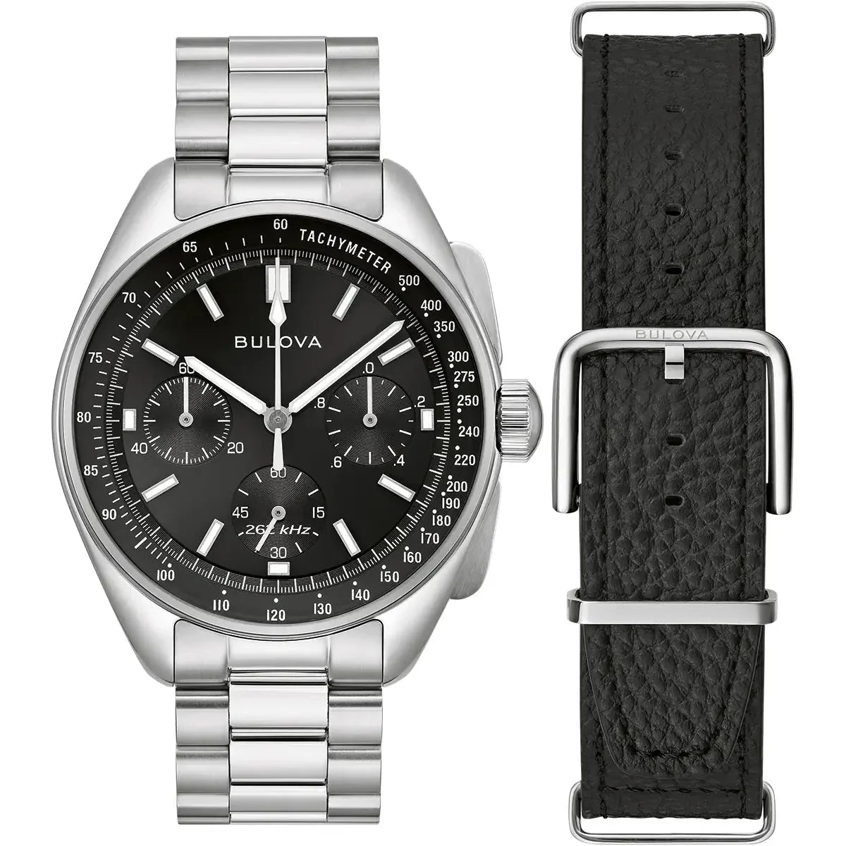 Bulova Lunar Pilot Chrono Mens Silver Watch 96k111