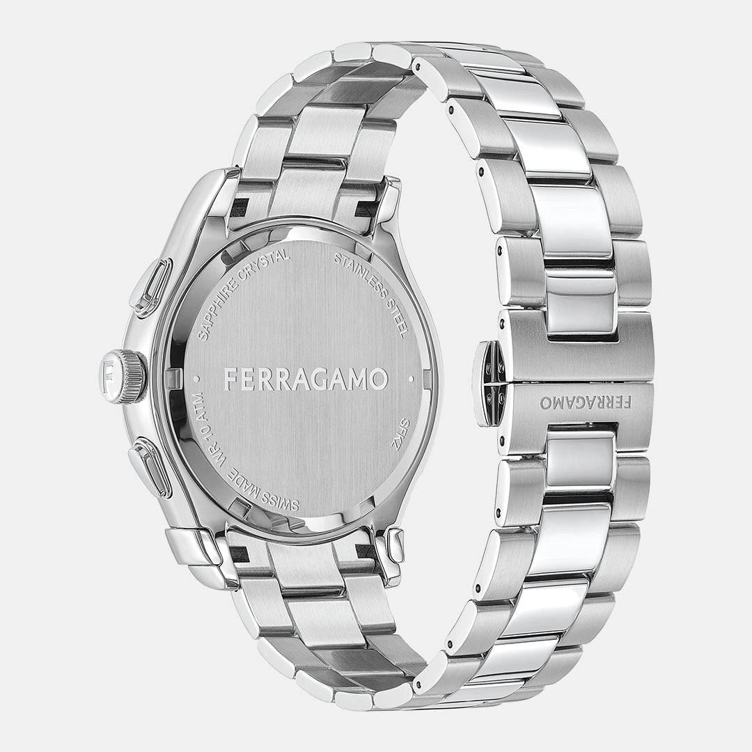 Salvatore Ferragamo Sapphire Chrono Blue Dial Silver Steel Strap Watch For Men Sfme01123