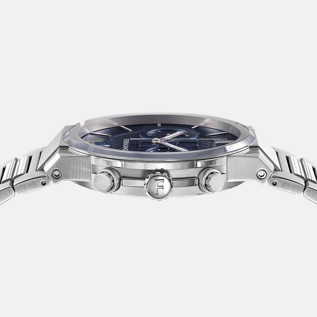 Salvatore Ferragamo Sapphire Chrono Blue Dial Silver Steel Strap Watch For Men Sfme01123
