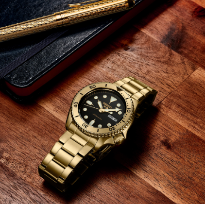 Heren Yellow Seiko 5 Duikers Horloge New Srpk18