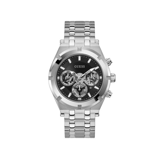 Guess Watches Mens Continental Stainless Steel Black Watch Gw0260g1