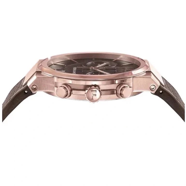 Salvatore Ferragamo Sapphire Chrono Brown Dial Brown Rubber Strap Watch For Men Sfme01023