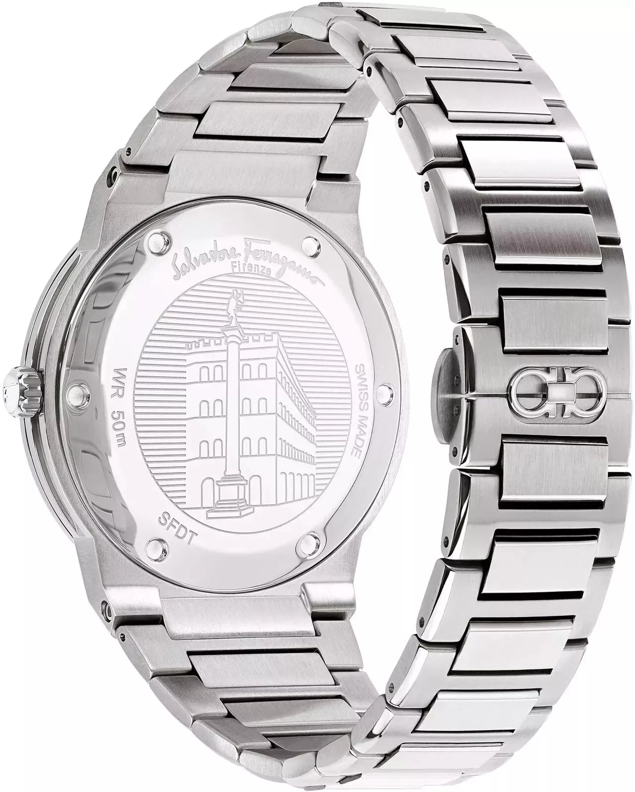 Salvatore Ferragamo F 80 Classic Black Dial Silver Steel Strap Watch For Men Sfdt00239