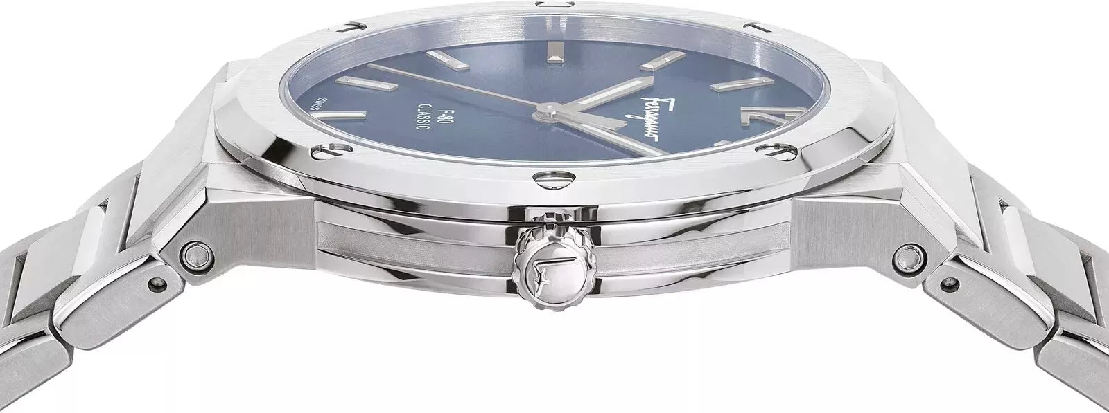 Salvatore Ferragamo F 80 Classic Black Dial Silver Steel Strap Watch For Men Sfdt00239