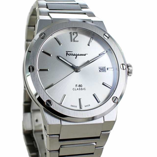 Salvatore Ferragamo F 80 Classic Silver Dial Silver Steel Strap Watch For Men Sfdt02223