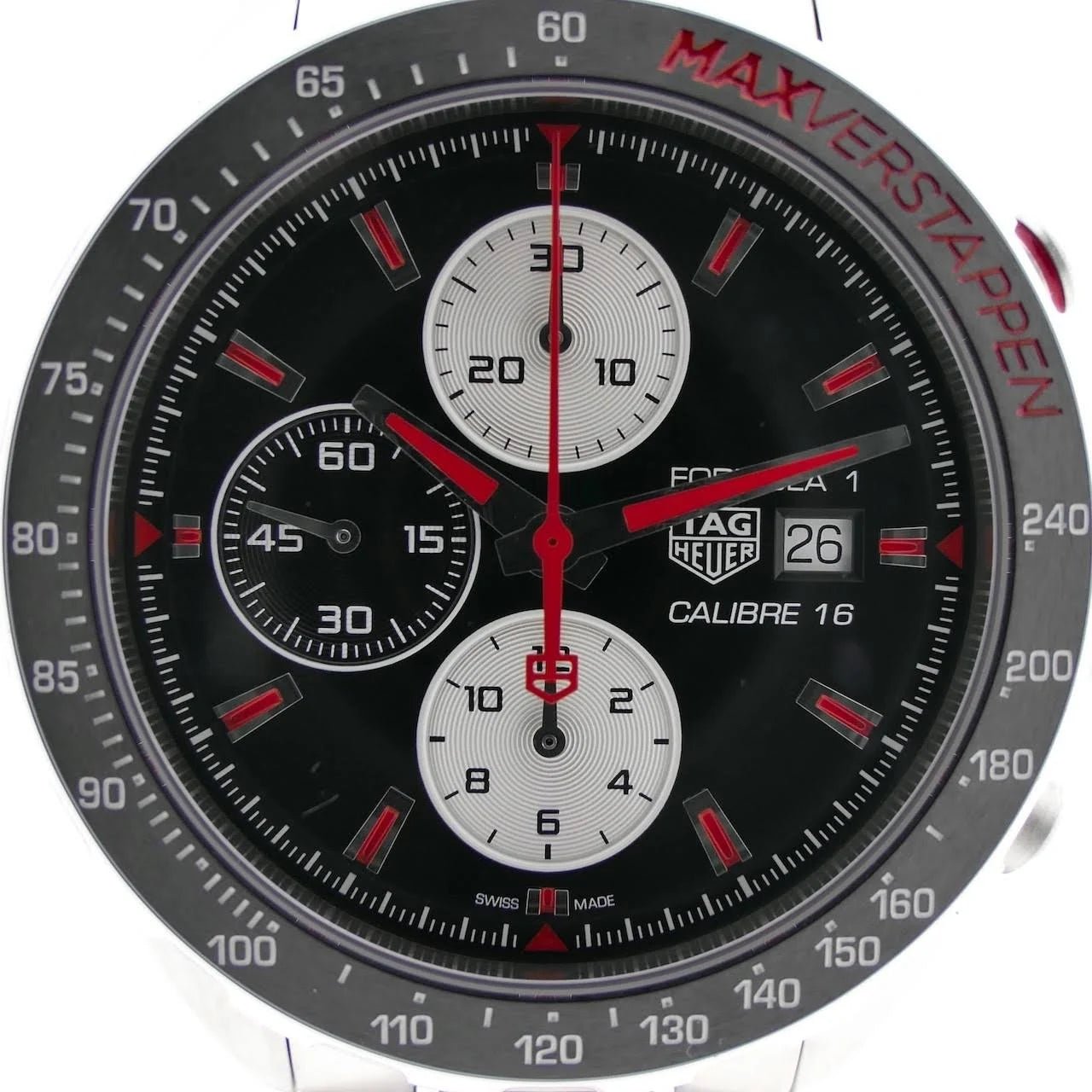 Tag Heuer Formula 1 Chronograph 43mm Automatic Mens Watch Stainless Steel With Black Dial Red Accents