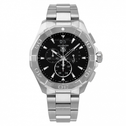 Tag Heuer Aquaracer Quartz Chronograph Black Dial Silver Steel Strap Watch For Men Cay1110 Ba0927