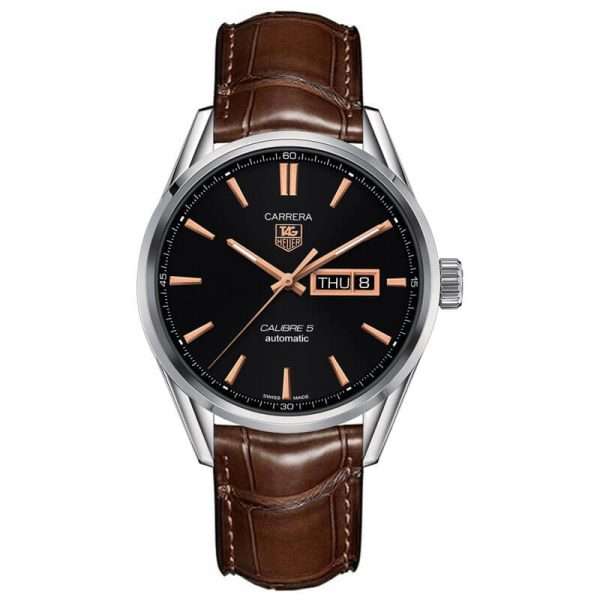 Tag Heuer Carrera Automatic Black Dial Brown Leather Strap Watch For Men War201c Fc6291 - alternate view