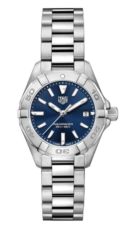 Tag Heuer Aquaracer Blue Dial Silver Steel Strap Watch For Women Wbd1412 Ba0741