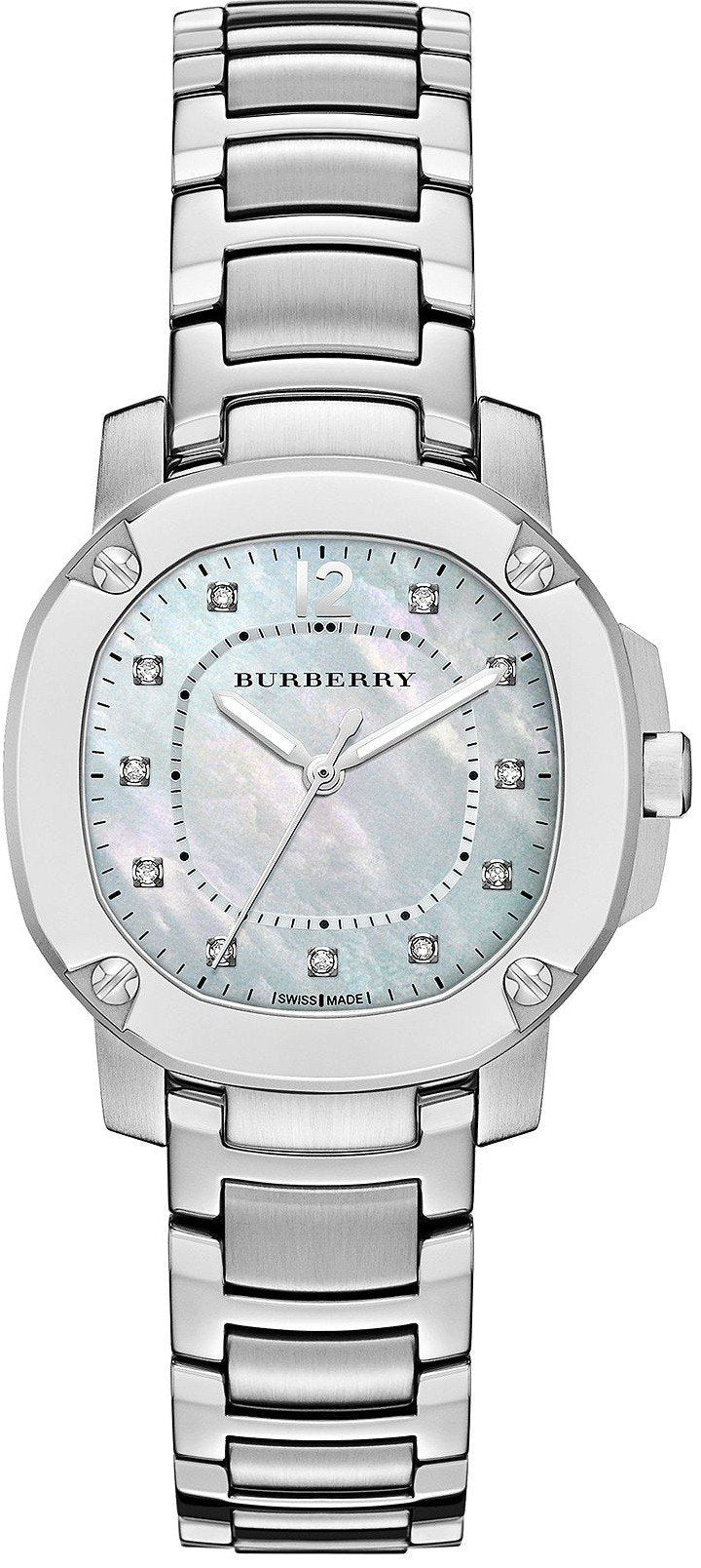 Burberry The Britain Diamonds Mother Of Pearl Dial Silver Steel Strap Watch For Women Bby1804 - Image 2