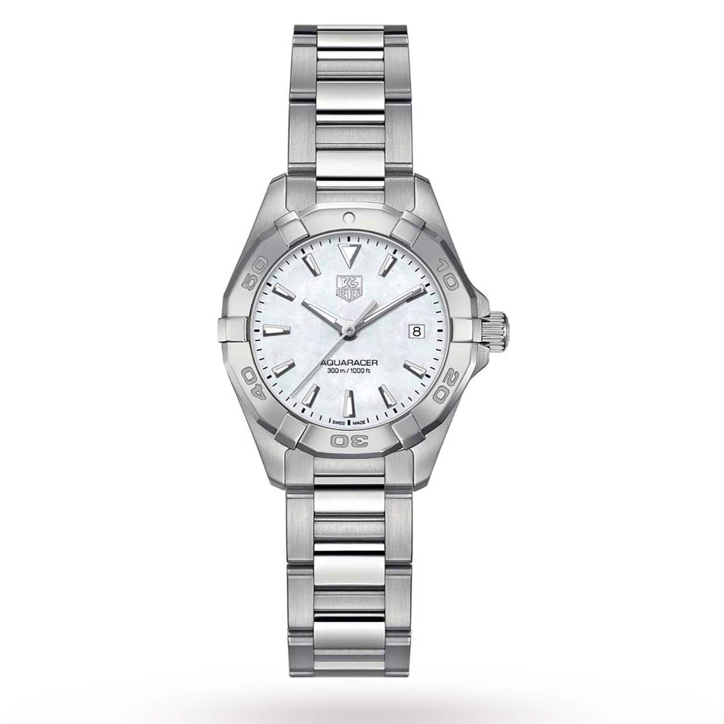 Tag Heuer Aquaracer Quartz Mother Of Pearl White Dial Silver Steel Strap Watch For Women Wbd1411 Ba0741 - Image 3