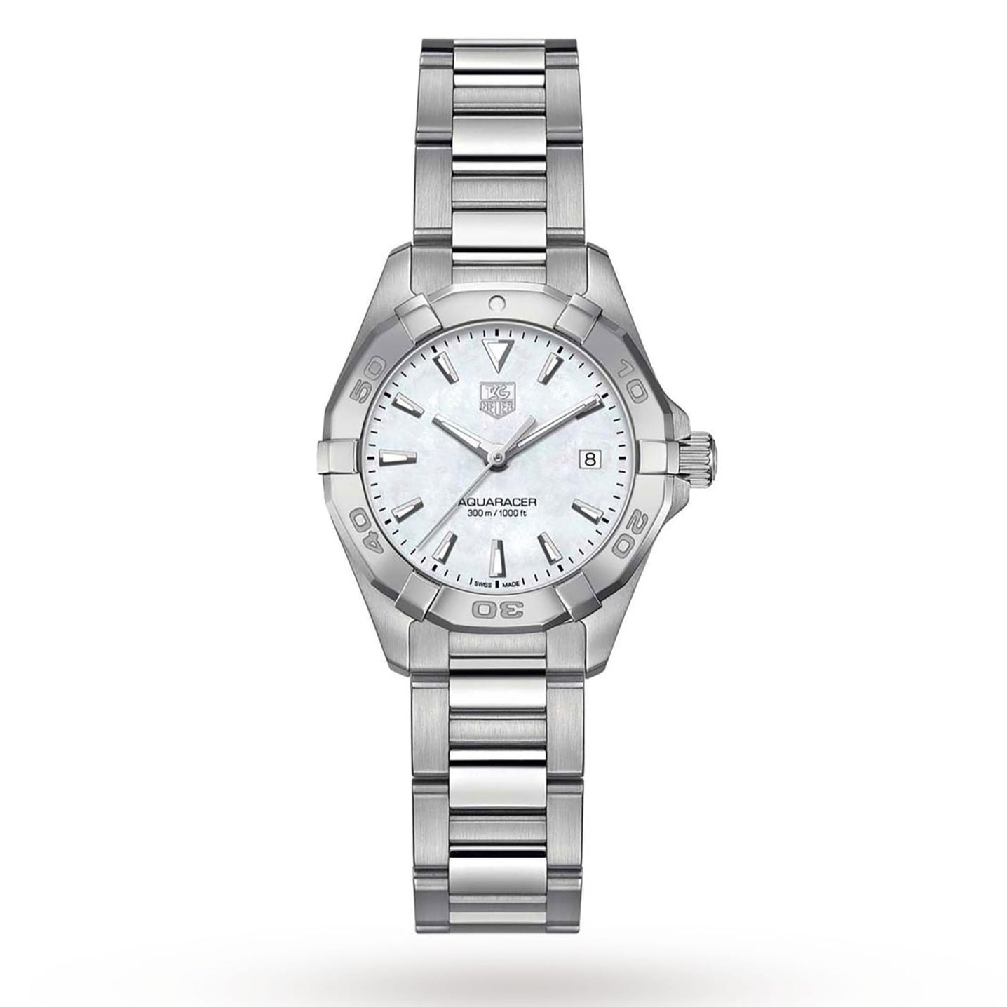 Tag Heuer Aquaracer Mother Of Pearl Dial Silver Steel Strap Watch For Women Wbd131a Ba0748 - Image 4