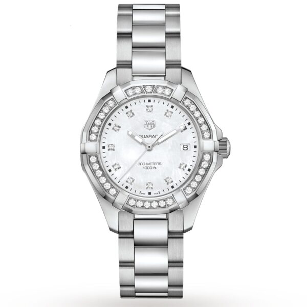Tag Heuer Aquaracer Diamonds Mother Of Pearl White Dial Silver Steel Strap Watch For Women Wbd131c Ba0748 - alternate view