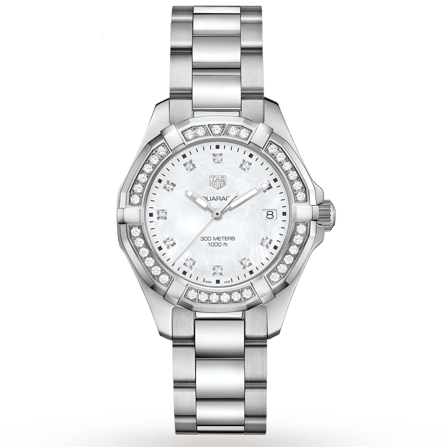 Tag Heuer Aquaracer Diamonds Mother Of Pearl White Dial Silver Steel Strap Watch For Women Wbd131c Ba0748 - Image 2