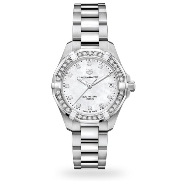 Tag Heuer Aquaracer Diamonds White Dial Silver Steel Strap Watch For Women Wbd1415 Ba0741 - alternate view