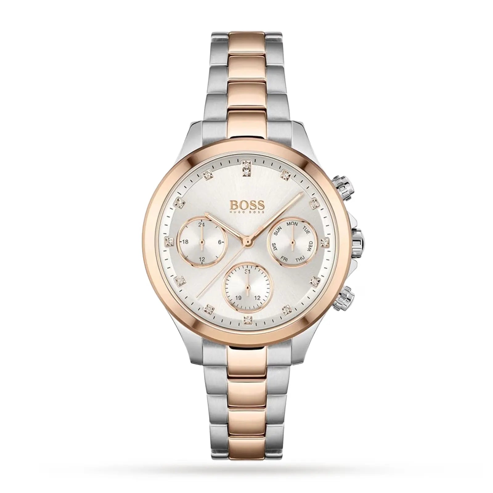 Hugo Boss Womens 1502564 Pandora Two Tone Stainless Steel Watch With Rose Gold Accents